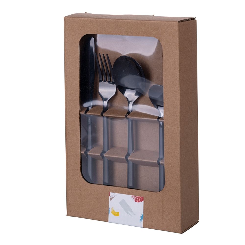 STYLO posate - Set 24 pezzi ACCIAIO NERO LUCIDO - Villa d'Este Home Tivoli
