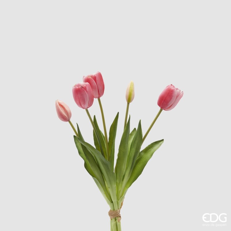 MAZZO TULIPANI FUCSIA CON FOGLIE - EDG Enzo De Gasperi