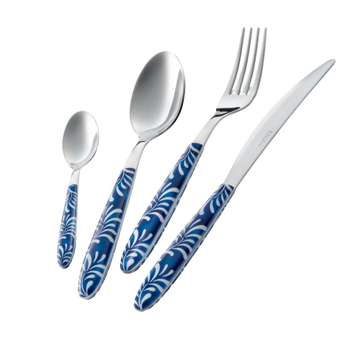 SET POSATE 24 PEZZI VERO 'PALME BLU' - ACCIAIO - EME Posaterie
