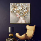 QUADRO SU TELA CON VOLTO GOLD 100x100cm - Fantin Argenti