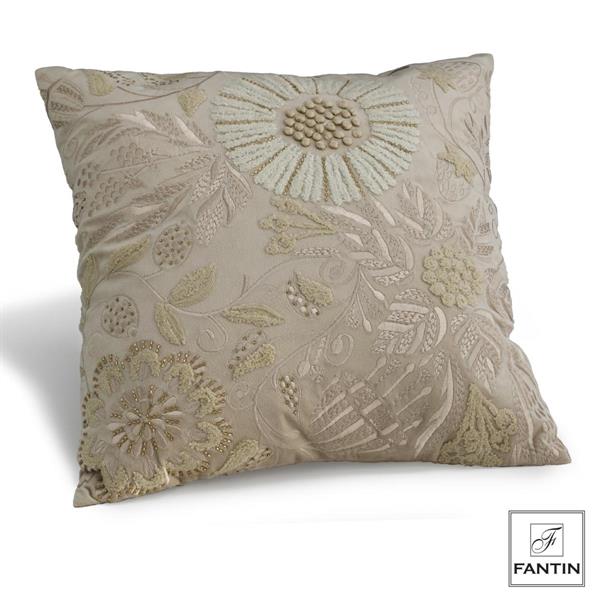CUSCINO TRAMA FLOREALE BEIGE - Fantin Argenti