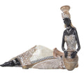FIGURA AFRICANA SEDUTA BIANCO E ORO - Camacho