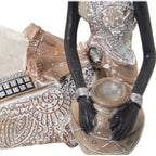FIGURA AFRICANA SEDUTA BIANCO E ORO - Camacho