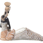 FIGURA AFRICANA SEDUTA BIANCO E ORO - Camacho