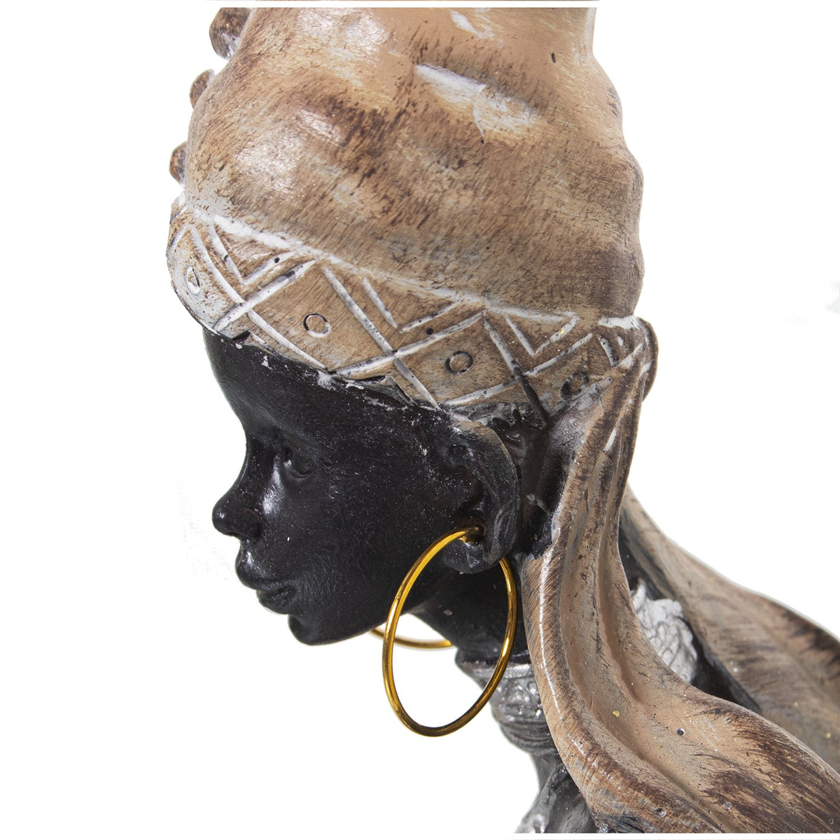 FIGURA AFRICANA SEDUTA BIANCO E ORO - Camacho