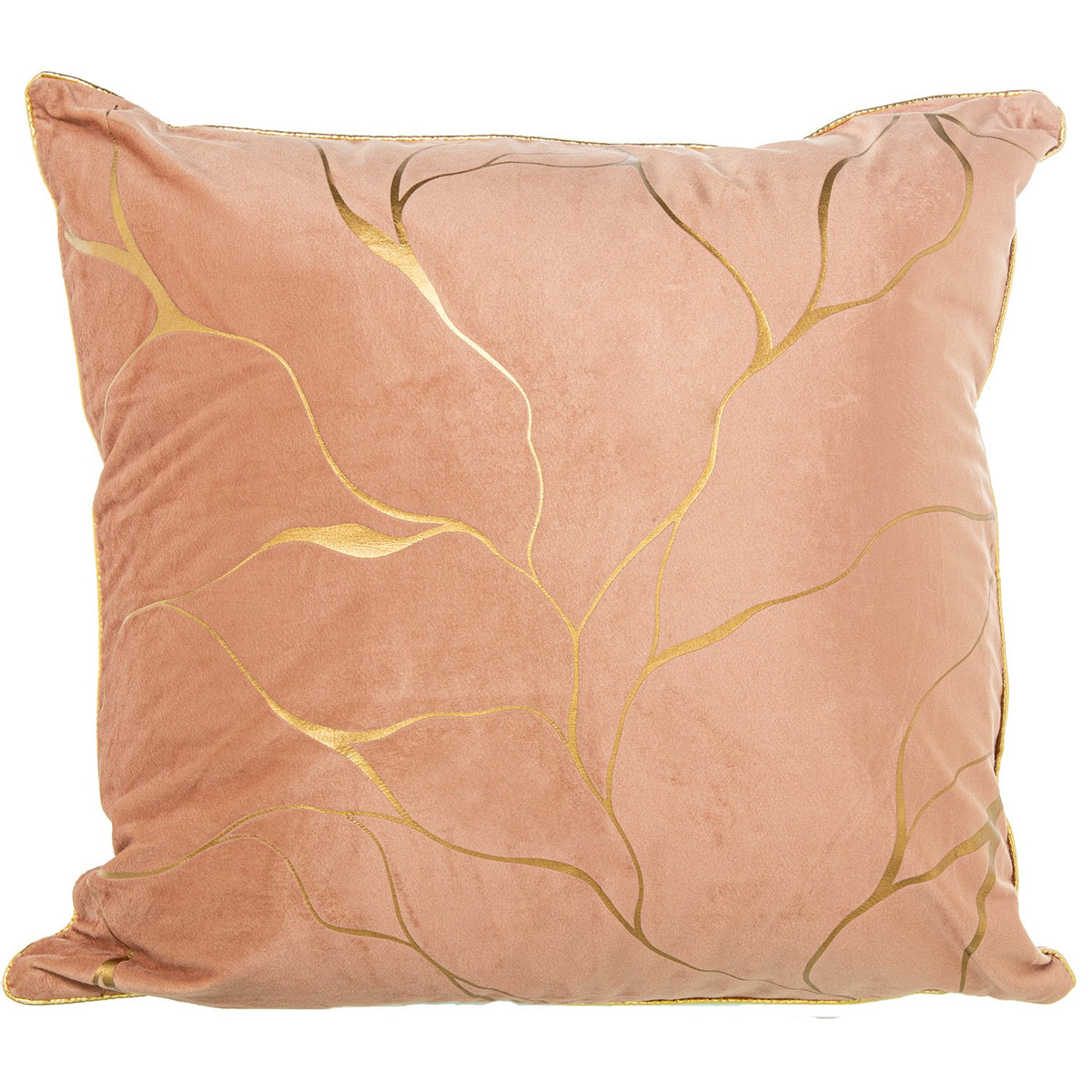 CUSCINO 45x45cm ROSA PESCA TRAMA ORO - Camacho