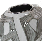 VASO ASIMMETRICO IN CERAMICA BIANCO ARGENTO - Camacho