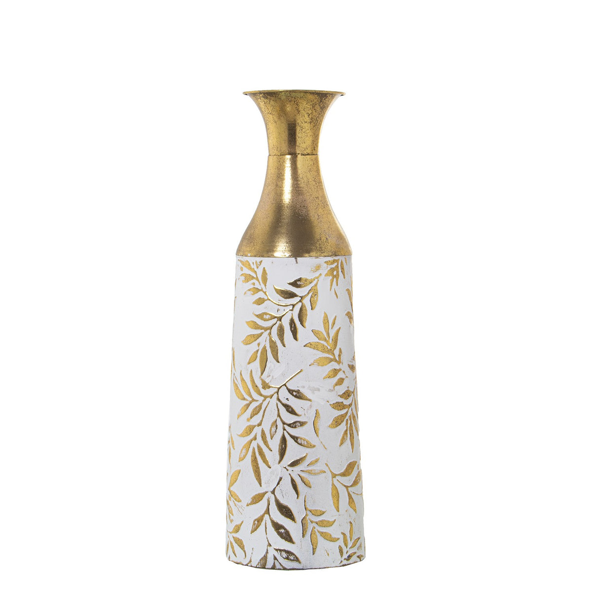 VASO METALLO FOGLIE ORO - Camacho