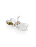 ANTIPASTIERA 'CUORI DI BUTTERFLY' - PORCELLANA/BAMBOO - Brandani