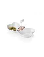 ANTIPASTIERA 'CUORI DI BUTTERFLY' - PORCELLANA/BAMBOO - Brandani