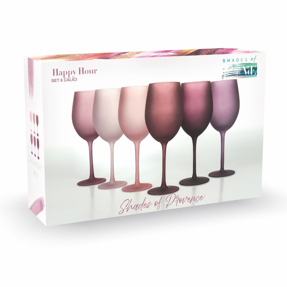 'HAPPY HOUR PROVENCE' SET 6 CALICI - VETRO GHIACCIO COLORATO - Villa D'Este Home Tivoli