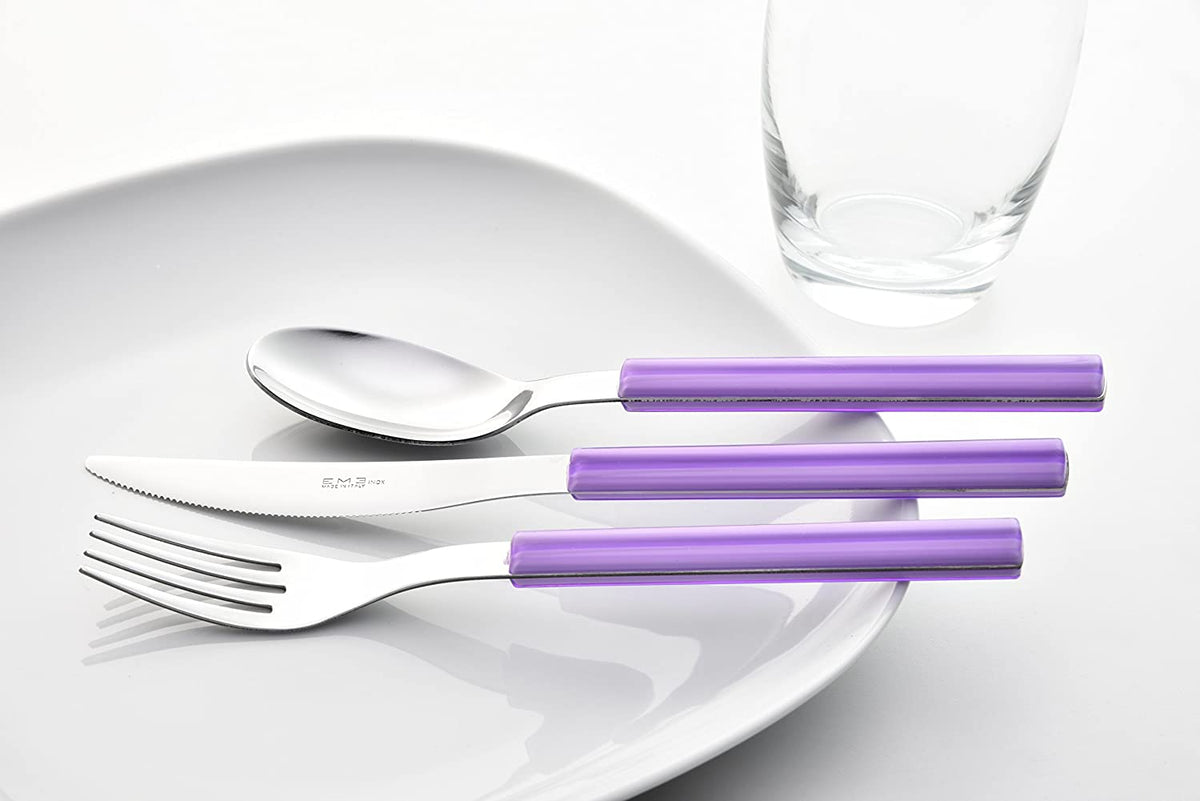 SET POSATE 'SKY' VIOLA - 24 PEZZI ACCIAIO - EME Posaterie