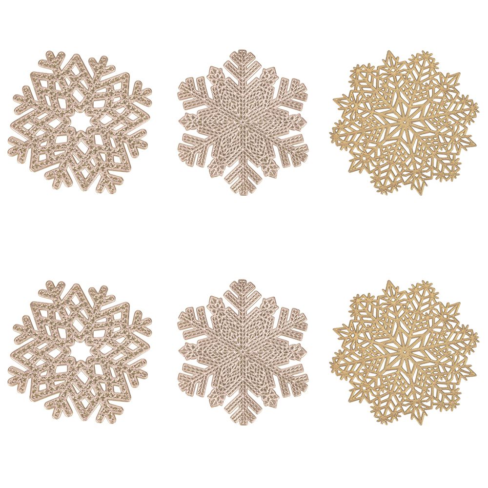 SET 6 SOTTOBICCHIERI 'FIOCCO DI NEVE' ORO - Villa D'Este Home Tivoli