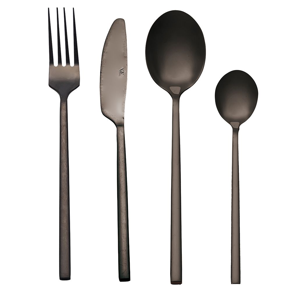 STYLO posate - Set 24 pezzi ACCIAIO NERO LUCIDO - Villa d'Este Home Tivoli