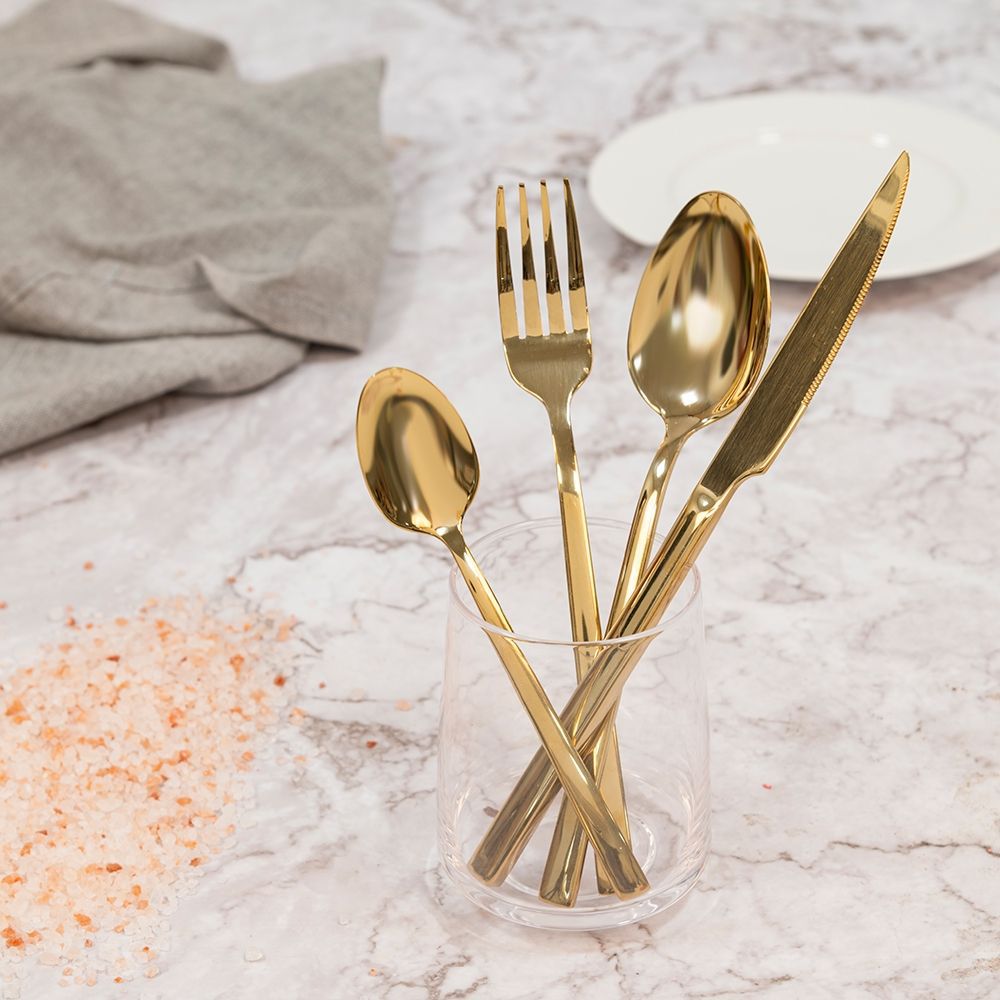 LUXURY posate - Set 24 pezzi ACCIAIO ORO LUCIDO - Villa d'Este Home Tivoli