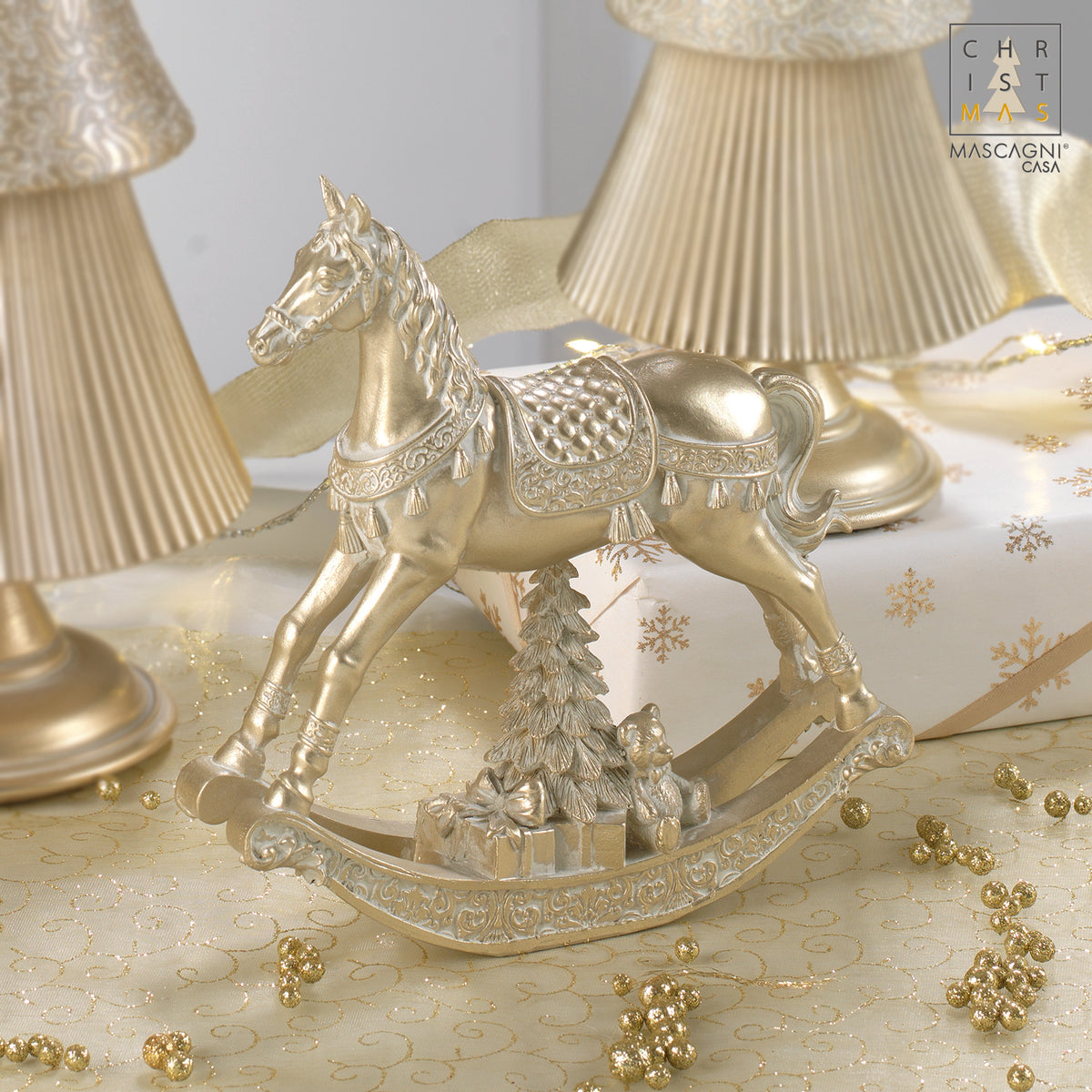 CAVALLO A DONDOLO ORO - RESINA - Mascagni Casa