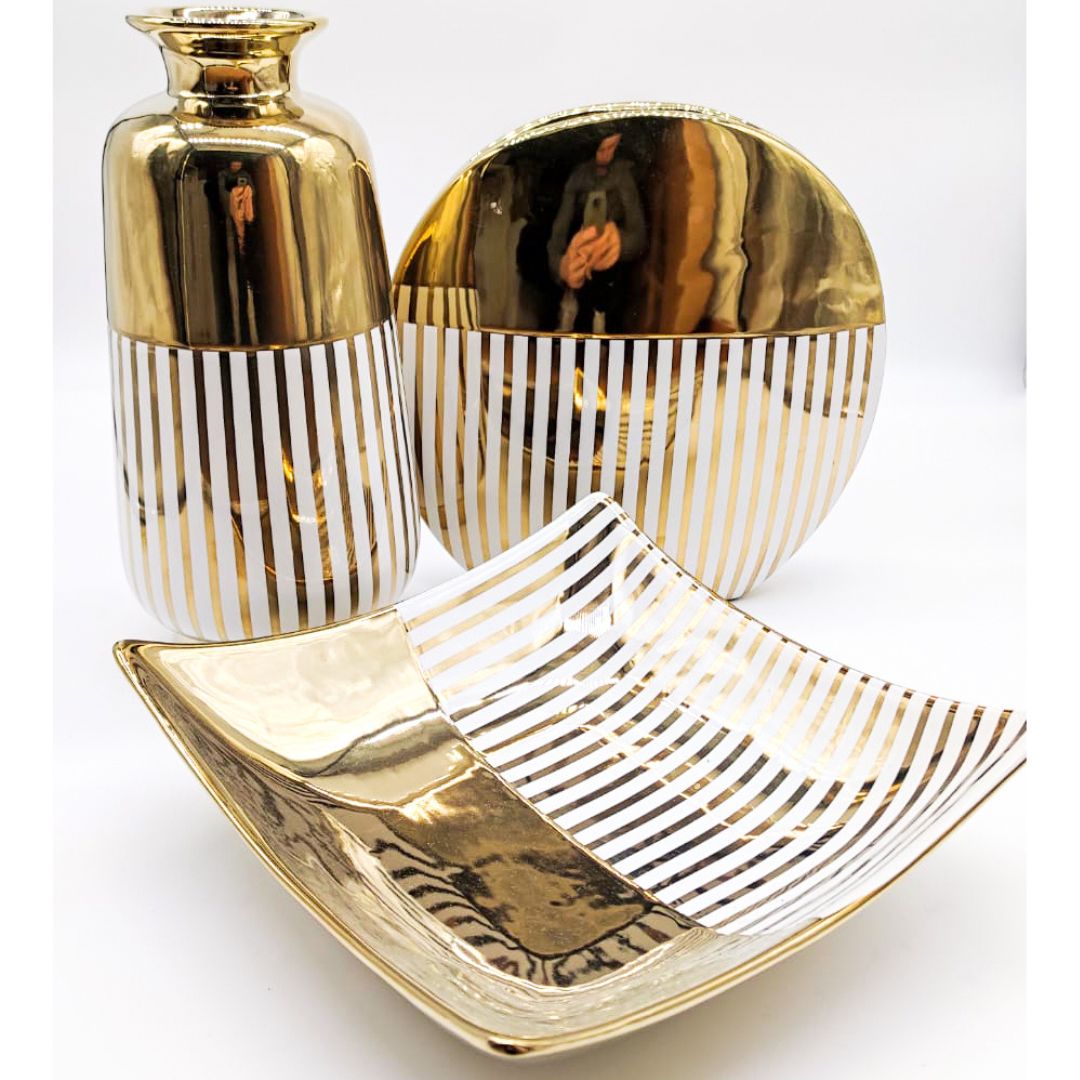 CENTROTAVOLA 'GOLD STRIPES' - CERAMICA - SiroTime