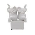 COPPIA ELEFANTI SEDUTI BIANCO - PORCELLANA - SiroTime