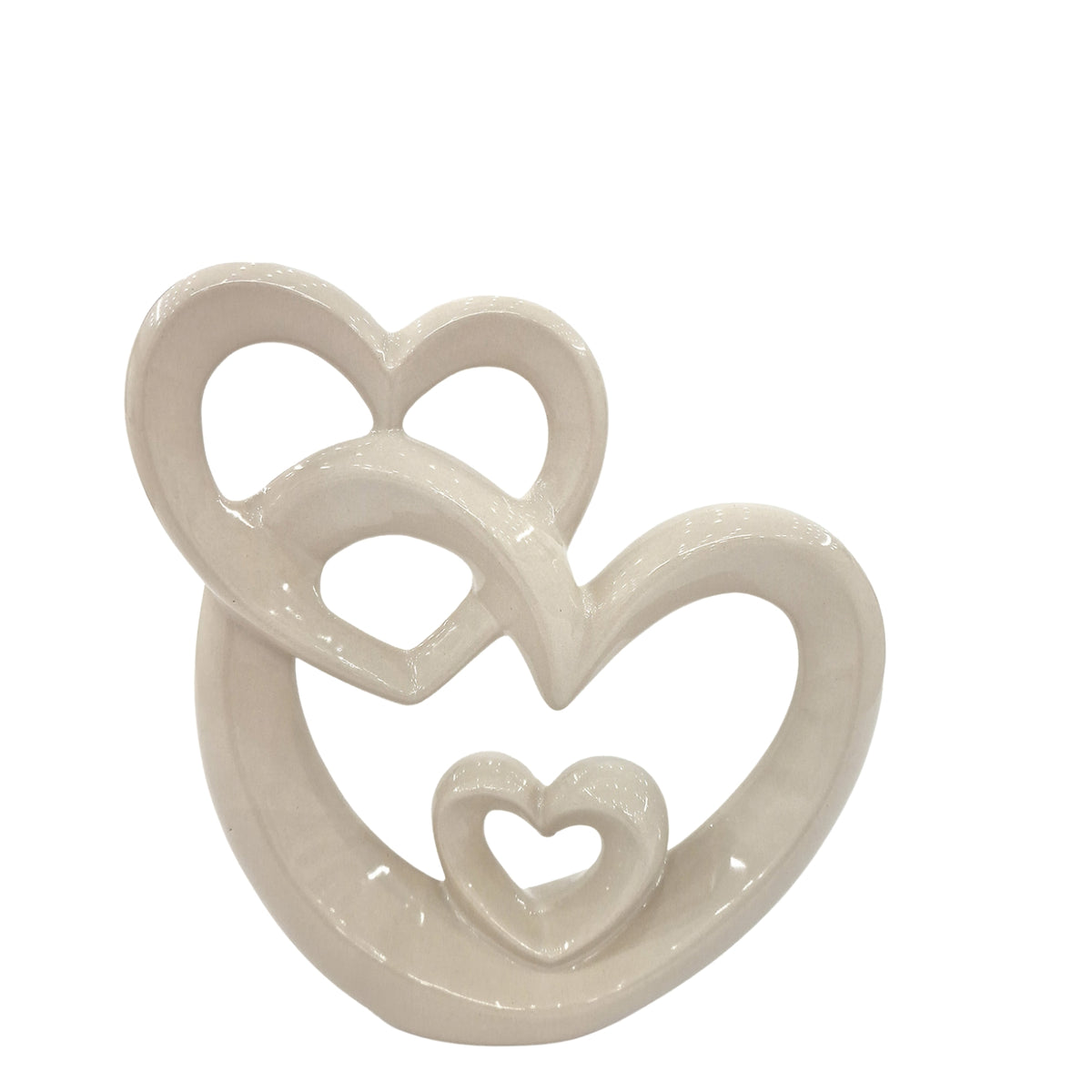 SCULTURA 3 CUORI TORTORA - PORCELLANA - SiroTime