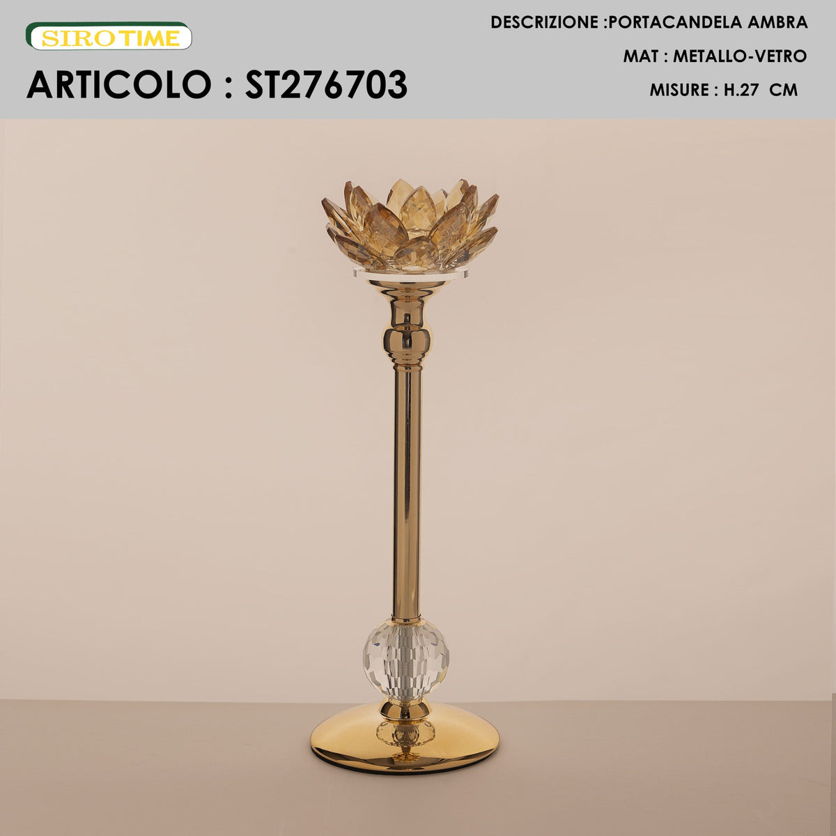 PORTACANDELA FIORE AMBRA IN 3 MISURE - SiroTime
