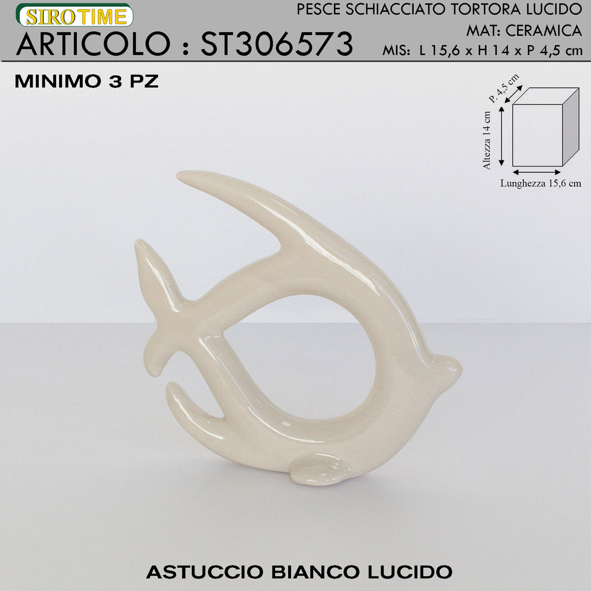 PESCE STILIZZATO TORTORA - CERAMICA SMALTATA - SiroTime