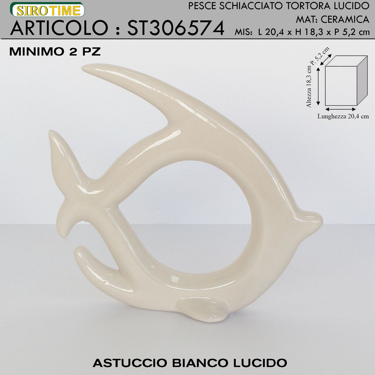 PESCE STILIZZATO TORTORA - CERAMICA SMALTATA - SiroTime