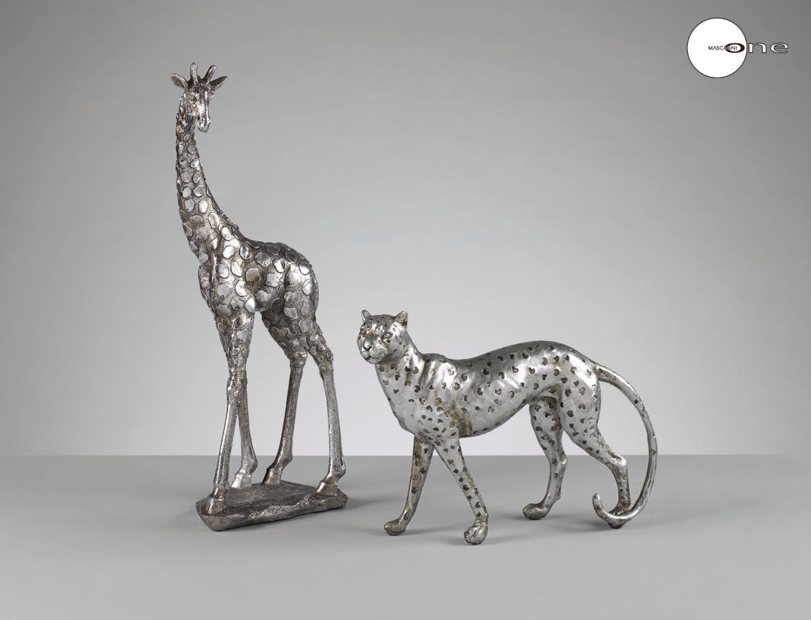 FIGURA GIRAFFA IN RESINA ARGENTO - Mascagni ONE