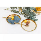 SET 4 PIATTI DESSERT BLU E ORO - Aulica