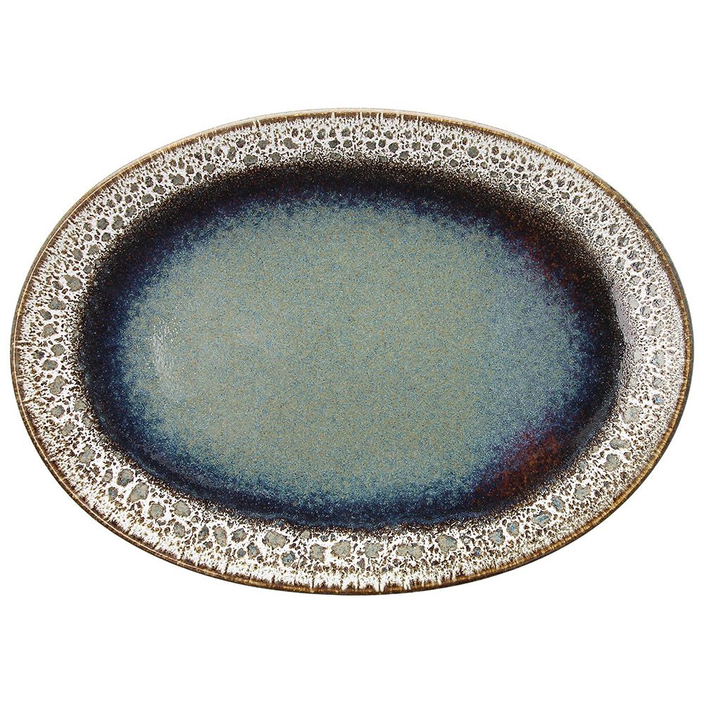 PIATTO PORTATA OVALE 30cm 'BLUE AND BROWN' - Tognana