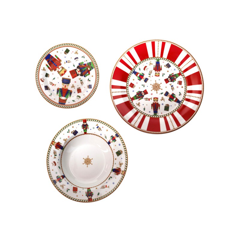 'LO SCHIACCIANOCI' SET PIATTI 18 PEZZI - PORCELLANA - Brandani