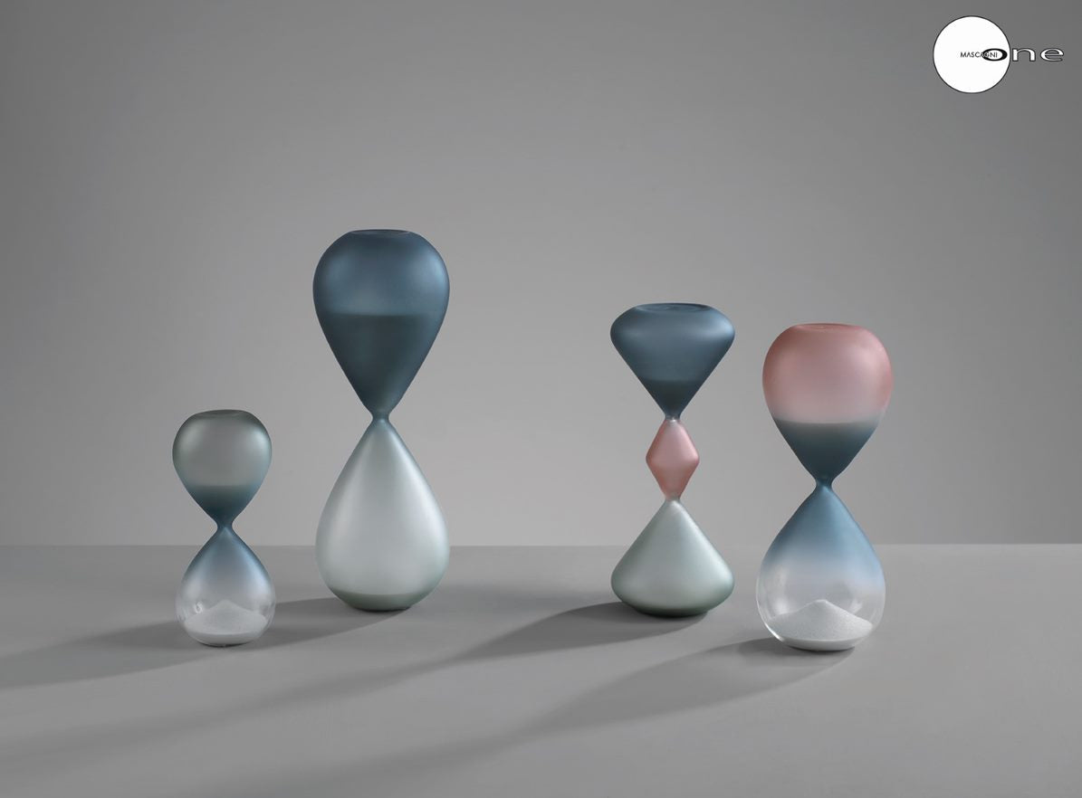 CLESSIDRA SQUADRATA IN VETRO SATINATO  BLU/ROSA - Mascagni Casa