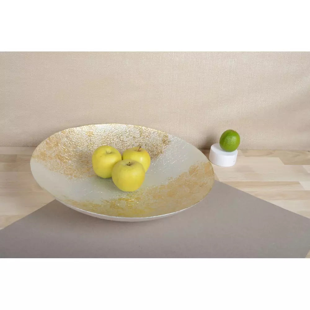 CENTROTAVOLA COPPA FRUTTA BIANCO E ORO - VETRO - Aulica