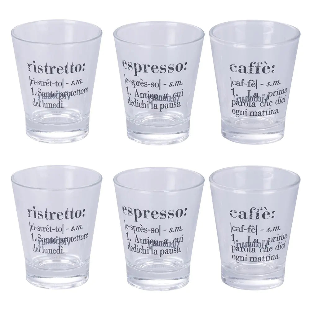SET 6 BICCHIERINI CAFFE' 'VICTIONARY' - Villa D'Este Home Tivoli