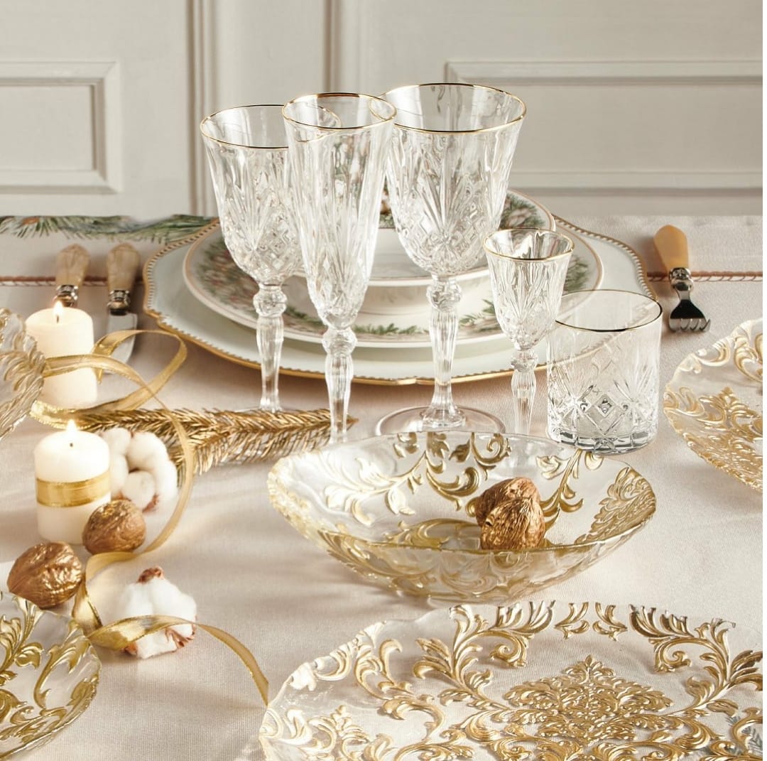'Gold &amp; Gold' SET 6 LIQUORINI - VETRO FILO ORO - Brandani