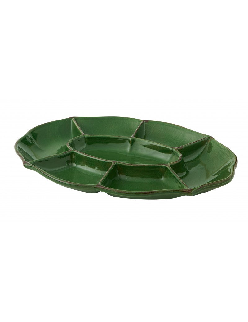 ANTIPASTIERA OVALE VERDE - MAIOLICA - Brandani