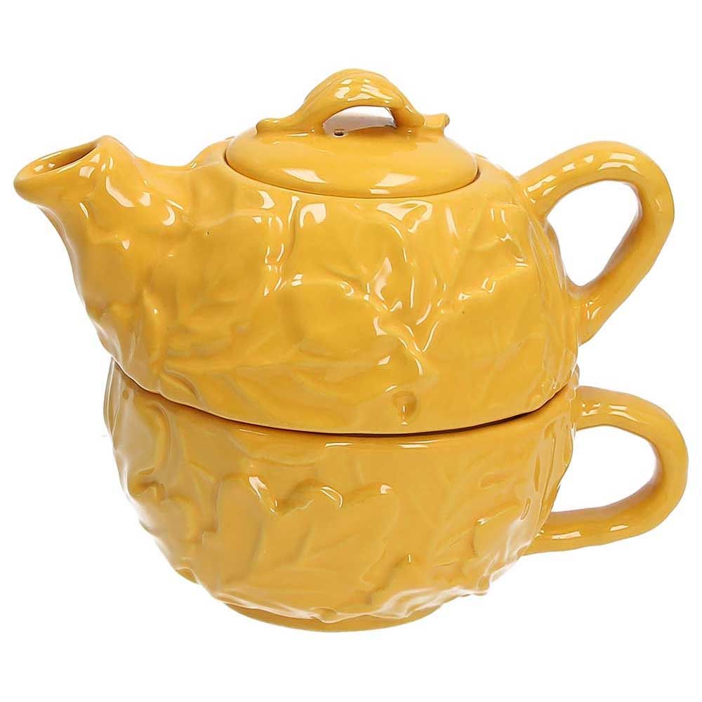 TEIERA CON TAZZA 'TEA FOR ONE' OCRA - STONEWARE - Andrea Fontebasso
