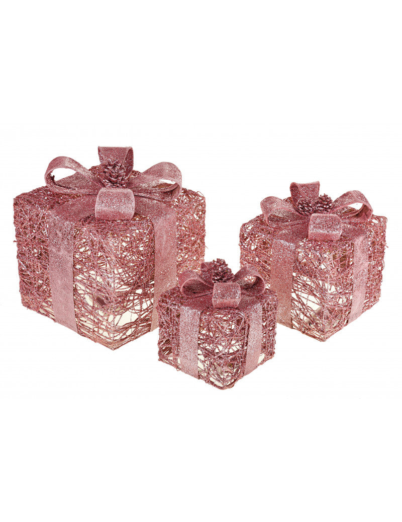 TRIS PACCHETTI DONO ROSE GOLD - LED - Brandani