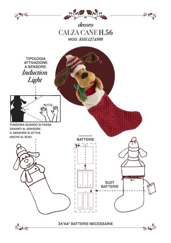 CALZA DI NATALE CON CANE DANZANTE - EDG Enzo De Gasperi