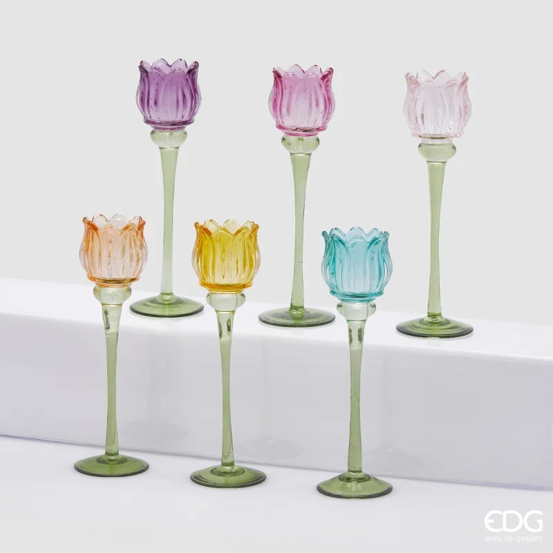 PORTACANDELA TULIPANO H27 COLORI MISTI - EDG Enzo De Gasperi