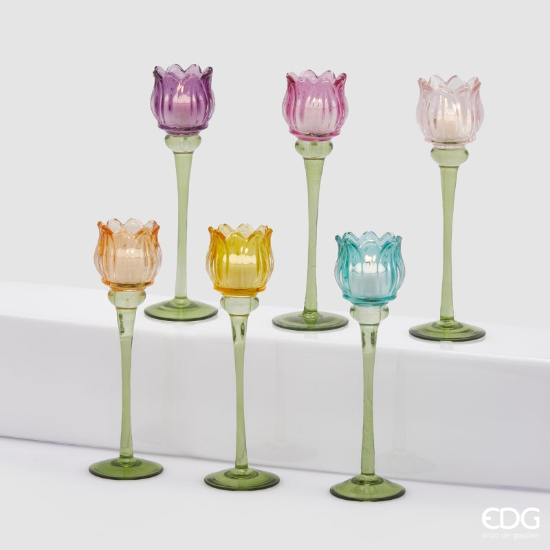PORTACANDELA TULIPANO H27 COLORI MISTI - EDG Enzo De Gasperi