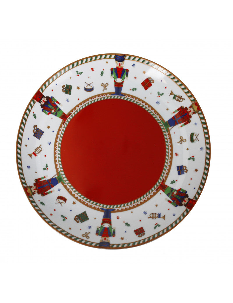 PIATTO PORTATA 'SCHIACCIANOCI' INTERNO ROSSO - PORCELLANA - Brandani