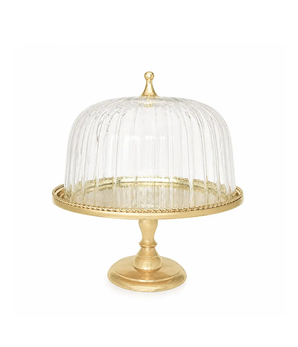 CAKE STAND IN VETRO ORO CON CAMPANA - Aulica