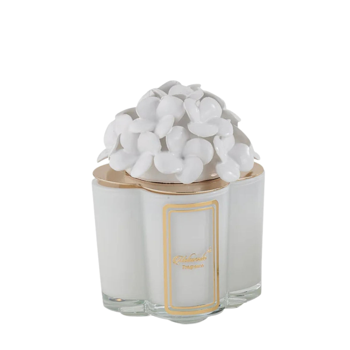 CANDELA QUADRIFOGLIO ORTENSIE BIANCO - Melaverde