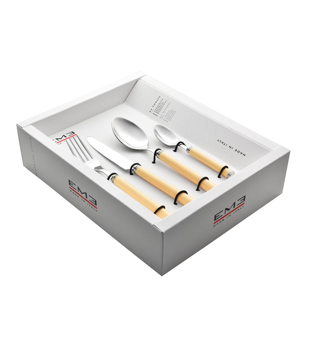 SET POSATE 24 Pezzi 'Perlato' Miele - Eme Posaterie