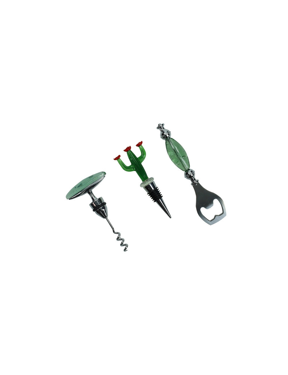 SET 3 PEZZI VINO 'CACTUS' - VETRO/INOX - Brandani