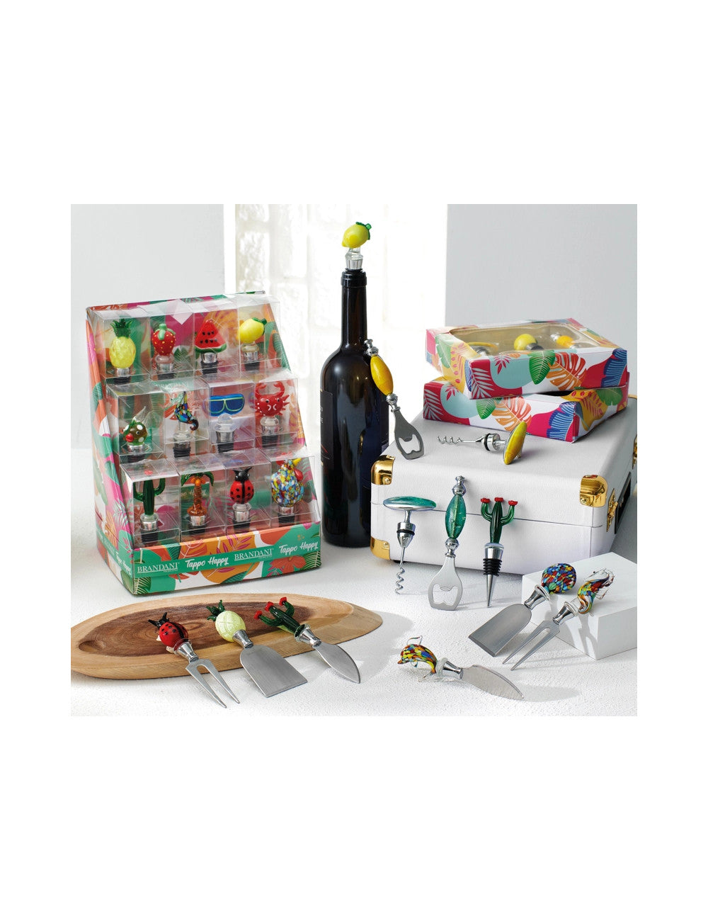 SET 3 PEZZI VINO 'TROPICAL' - VETRO/INOX - Brandani