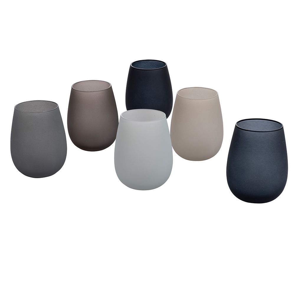 'HAPPY HOUR STONES' SET 6 BICCHIERI - VETRO GHIACCIO COLORATO - Villa D'Este Home Tivoli