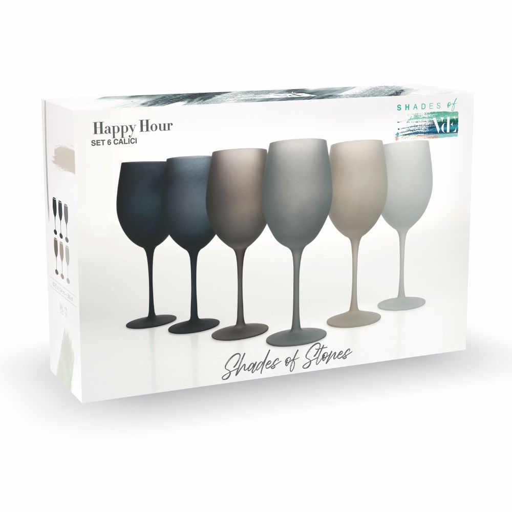 'HAPPY HOUR STONES' SET 6 CALICI - VETRO GHIACCIO COLORATO - Villa D'Este Home Tivoli