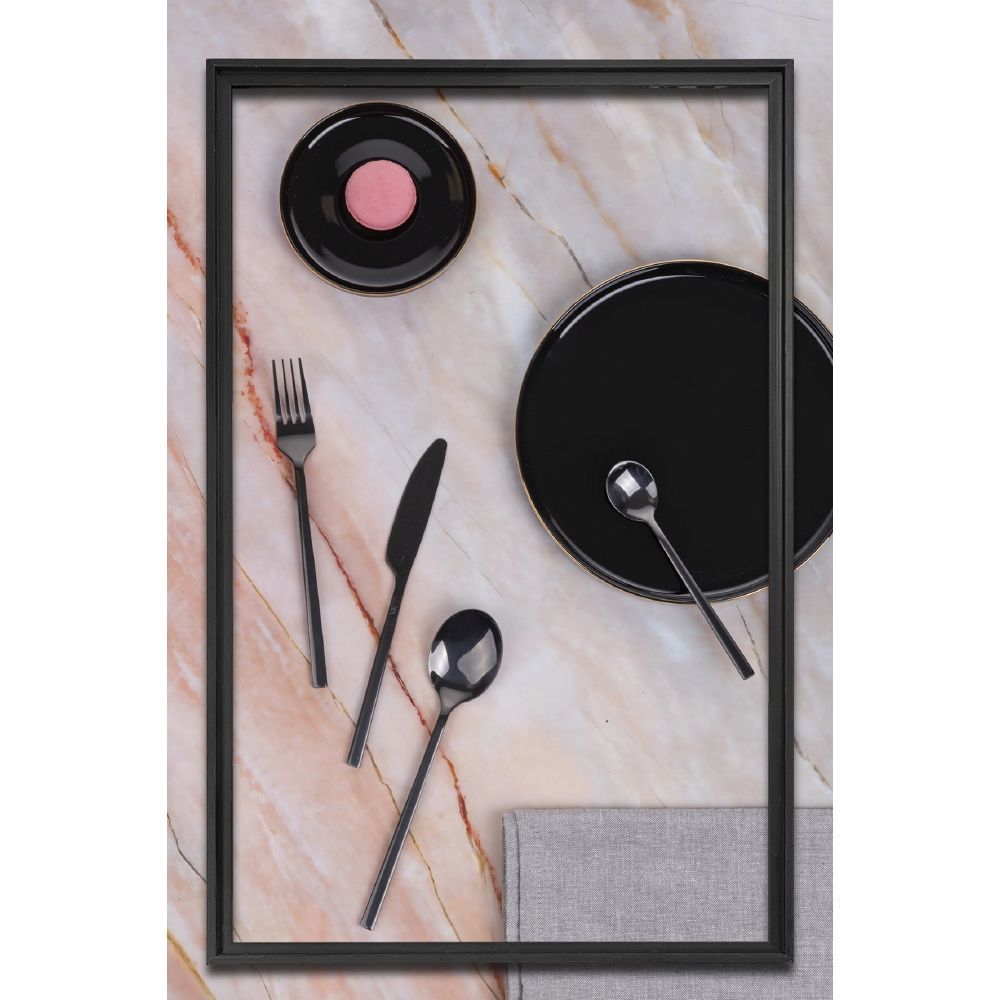 STYLO posate - Set 24 pezzi ACCIAIO NERO LUCIDO - Villa d'Este Home Tivoli
