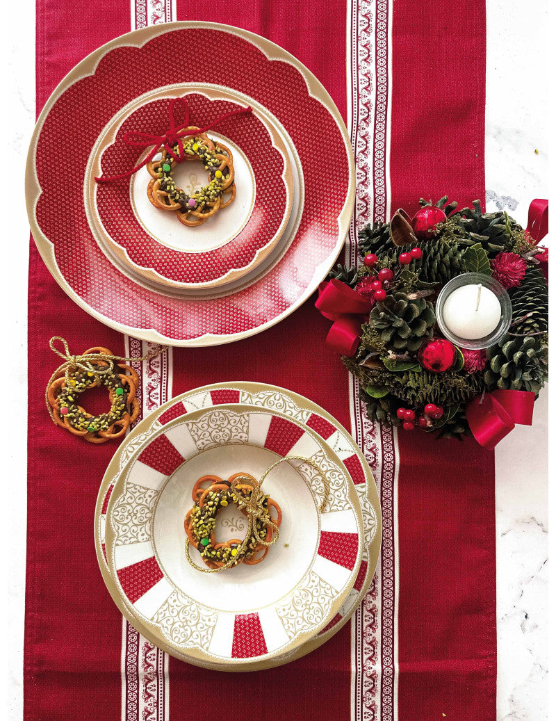 'GOLDEN EYE RED' SET PIATTI 18 PEZZI - PORCELLANA - Brandani